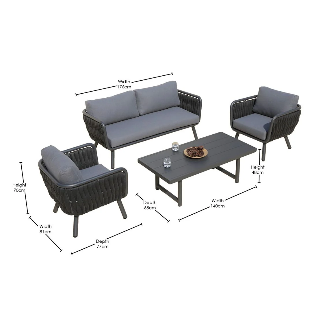Volta V3 4 Pc Outdoor Lounge Setting White | Charcoal - Image 8