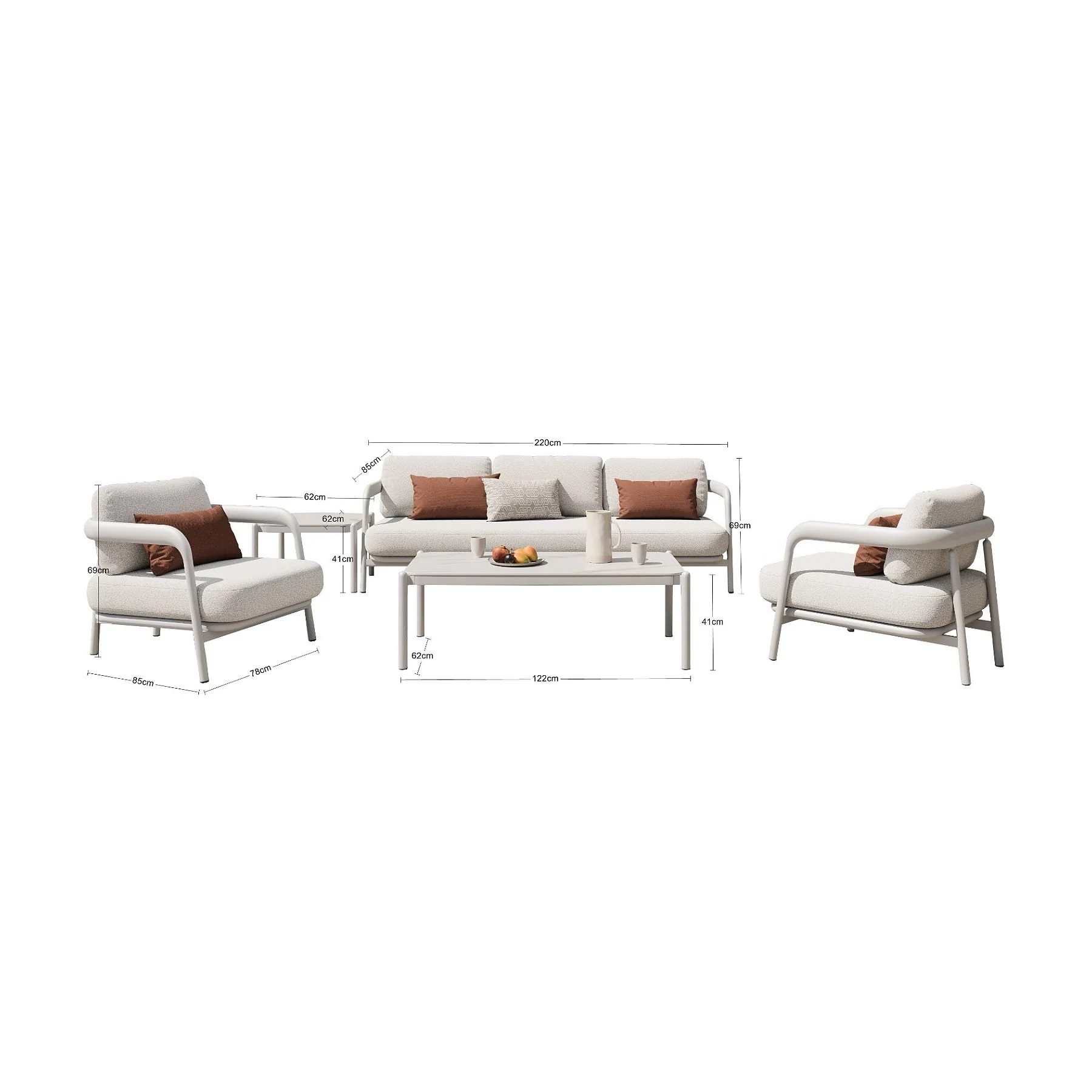 Diamond 4 Pc Outdoor Lounge Setting - White - Image 8